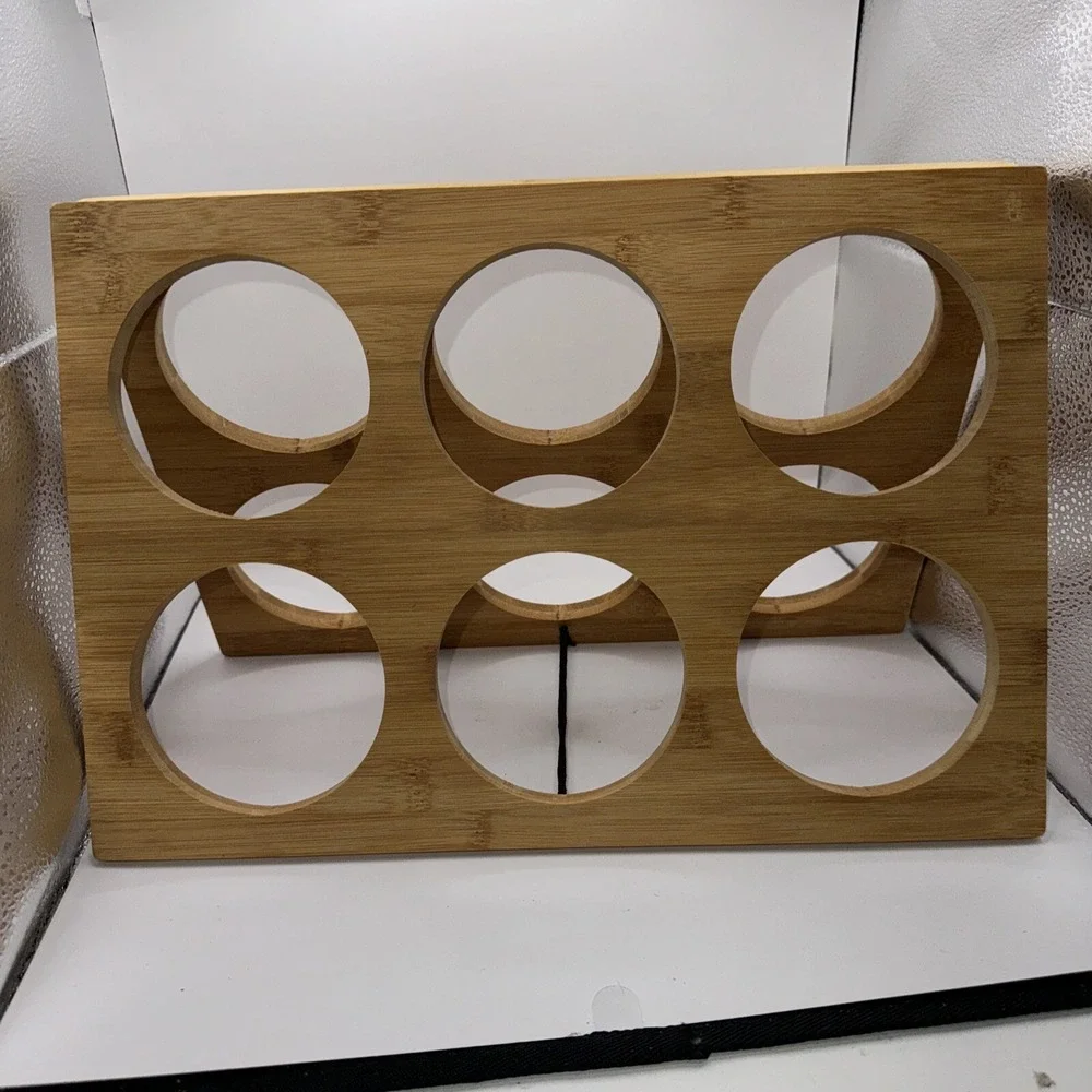 Wine‎ Rack 2 Tier Holds 6 Bottles Bamboo Natural Light Wood NIB.
